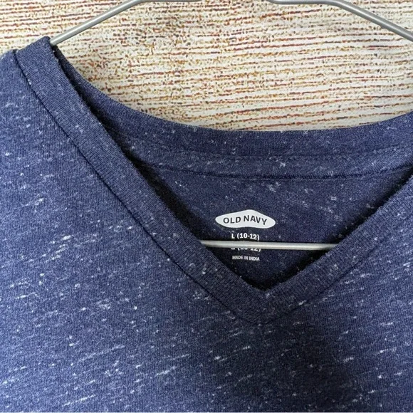 Old Navy Boys' Navy Speckled V‑Neck Short Sleeve Tee size 10-12 Bin X - Picture 3 of 4